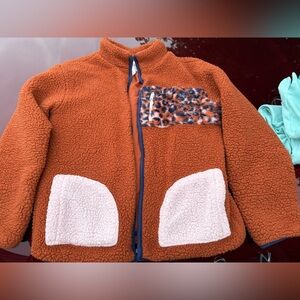 Cat & Jack Orange Fleece Jacket with Pink Pockets